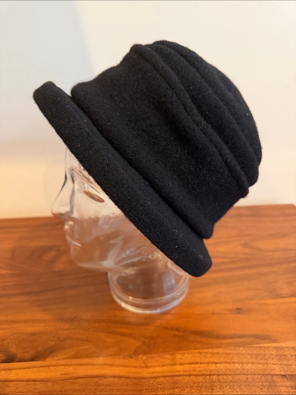 Scala Collection Black Wool Cloche Hat for Women